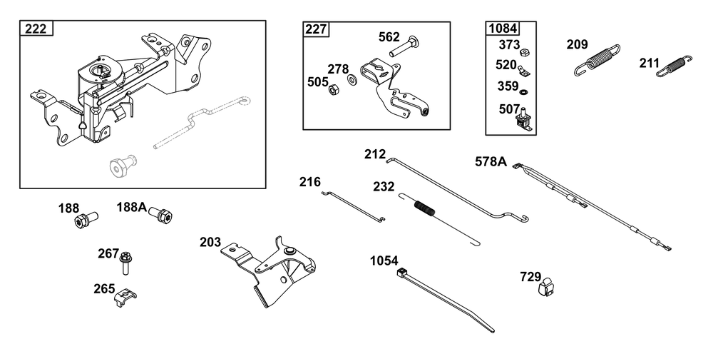 Controls Group Diagram and Parts List for 305777-0161-B5 200000 - 399999 Briggs and Stratton Engine